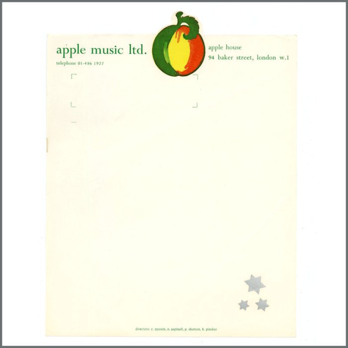 The Beatles 1967 Apple Music Ltd Letterhead