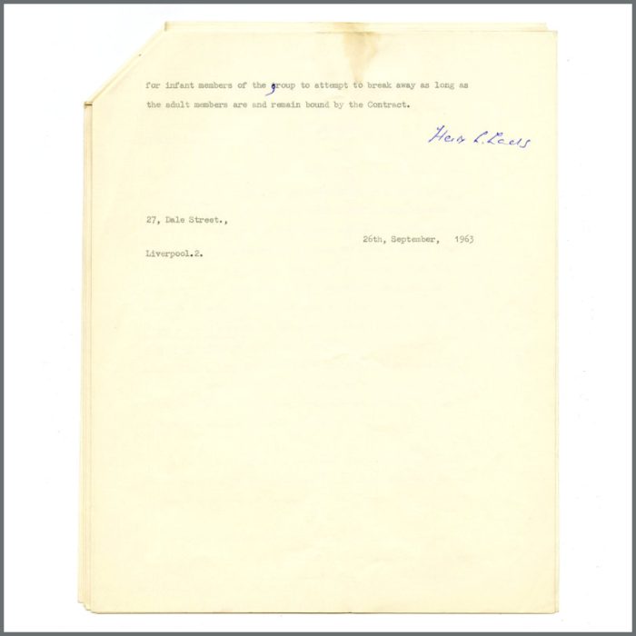 The Beatles Nems Opinion Document Silverman Livermore and Co Solicitors
