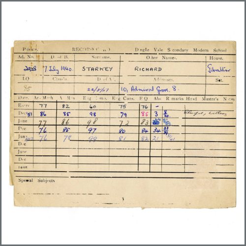 Ringo Starr 1950s School Related Documents