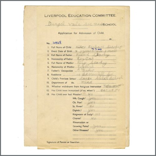 Ringo Starr 1950s School Related Documents