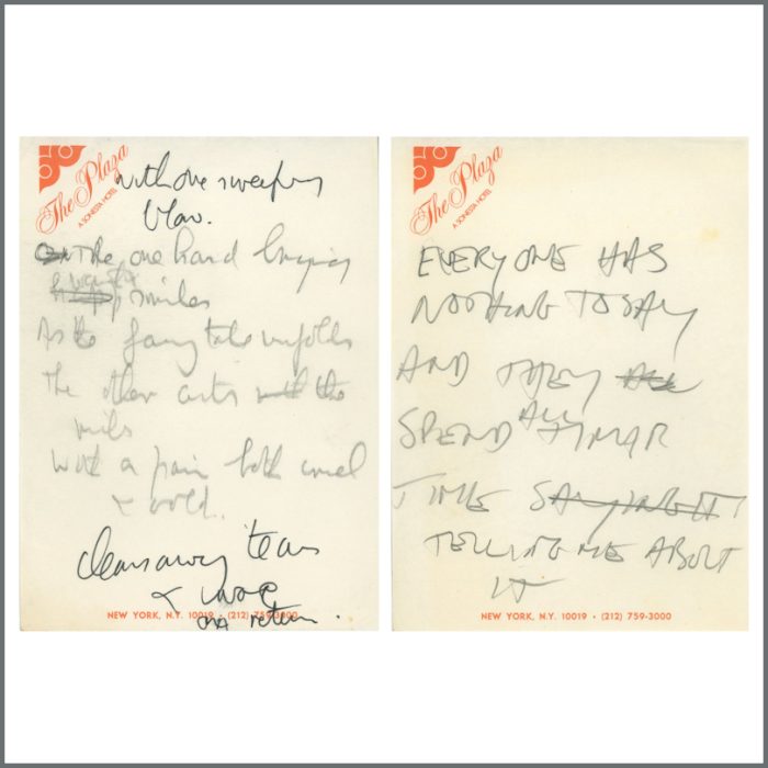 Mal Evans Handwritten Lyrics