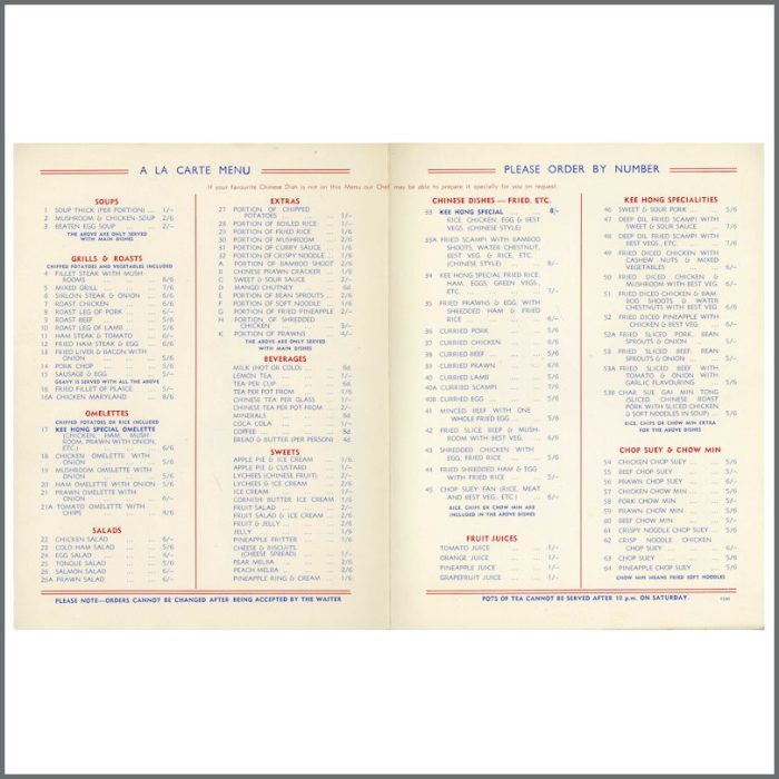 Chinese menu Beatles autograph