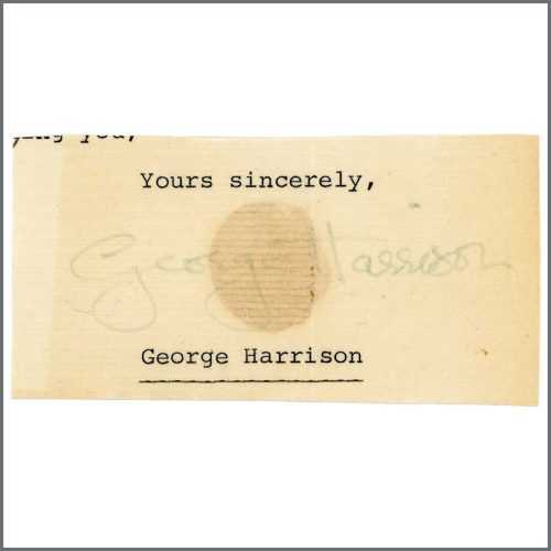 Yours sincerly, George Harrison