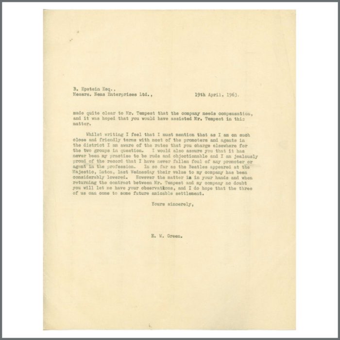 Lot 65 - The Beatles 1963 Cancelled Dunstable Performance Contract With Brian Epstein Signed Letters & Correspondence (UK) - Image 12
